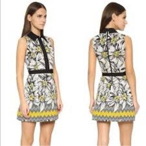Alice + Olivia ✨ Ellis Black Yellow Printed Floral Collared Dress 0